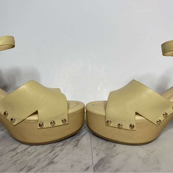 Franco Sarto Wally Yellow Leather Platform Heeled Sandal 9M - Picture 6 of 14